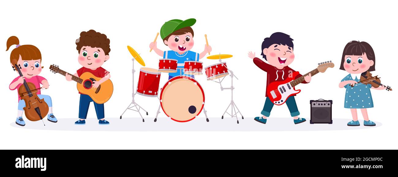 banda-de-musica-para-ninos-con-dibujos-animados-tocando-instrumentos-musicales-los-ninos-cantan-tocan-guitarra-bateria-y-juego-de-ilustracion-de-vectores-de-violin-orquesta-infantil-2gcmp0c