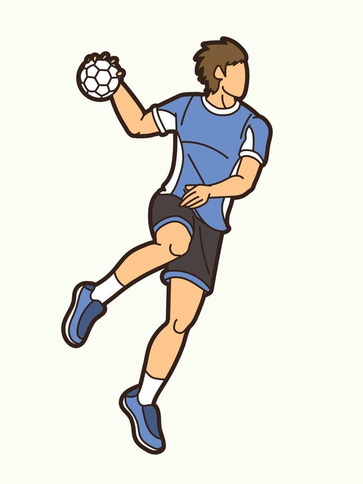 cartoon-handball-sport-player-action-vector
